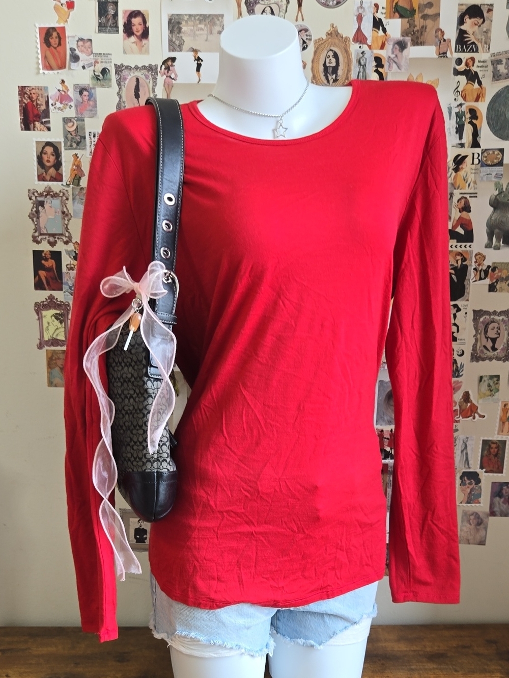 merino long sleeve crew neck knit top lightweight airy unisex XL